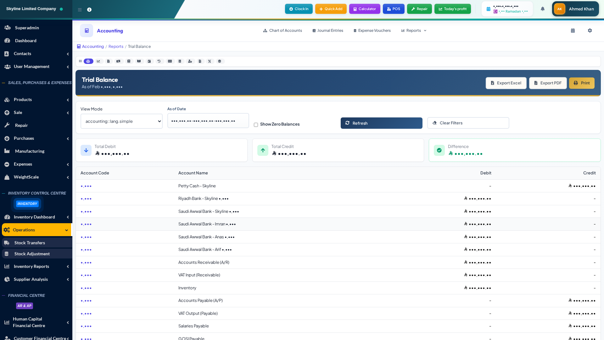Trial Balance Report — Real-Time Accounting Balance
